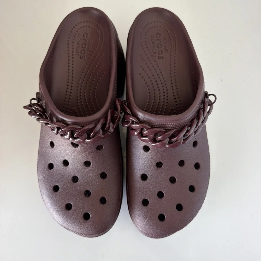 CROCS Siren Dark Cherry Chain Clog Heel Comfort Platform Waterproof Sz M 11